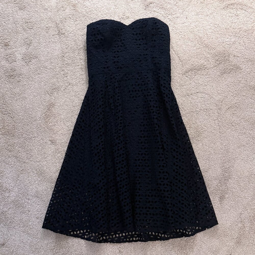 Ann Taylor Navy Blue Strapless Fit & Flare Cocktail Dress – Size 6